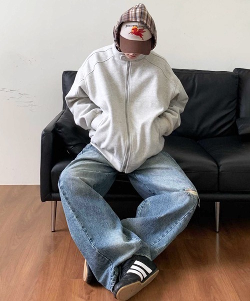 NOWLE（ノウル）の「【NOWLE】チェック柄フード付き スタンドカラー フェイクレイヤード ブルゾン（ブルゾン・メンズ・アッシュ/ブラウン・MEDIUM/LARGE/X-LARGE）」の8枚目の写真