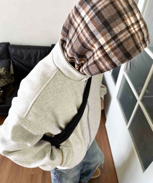 NOWLE（ノウル）の「【NOWLE】チェック柄フード付き スタンドカラー フェイクレイヤード ブルゾン（ブルゾン・メンズ・アッシュ/ブラウン・MEDIUM/LARGE/X-LARGE）」の12枚目の写真