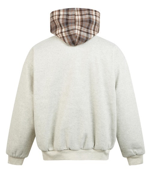 NOWLE（ノウル）の「【NOWLE】チェック柄フード付き スタンドカラー フェイクレイヤード ブルゾン（ブルゾン・メンズ・アッシュ/ブラウン・MEDIUM/LARGE/X-LARGE）」の22枚目の写真