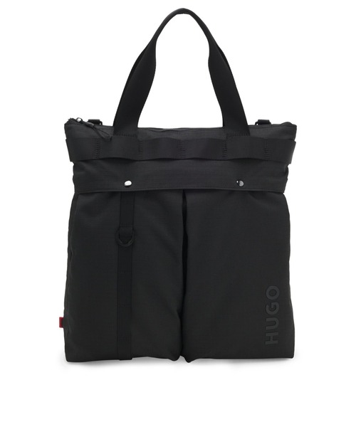 HUGO(ヒューゴ)の「リップストップ トートバッグ レタリングロゴ(トートバッグ・メンズ・ブラック・ONESIZE)」の1枚目の写真