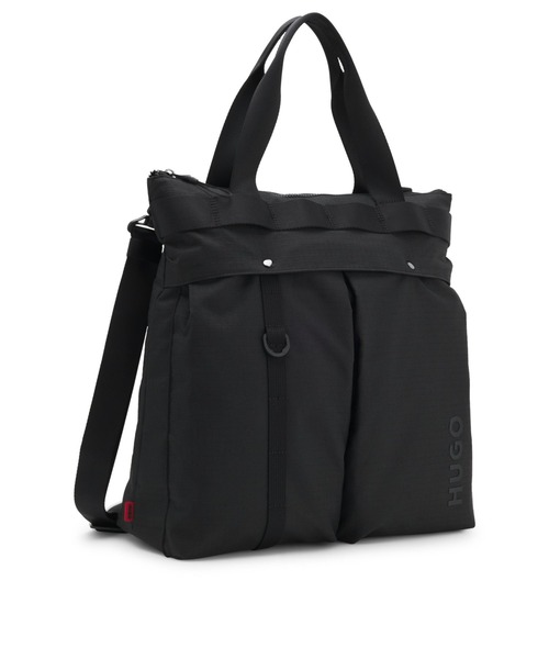 HUGO(ヒューゴ)の「リップストップ トートバッグ レタリングロゴ(トートバッグ・メンズ・ブラック・ONESIZE)」の3枚目の写真