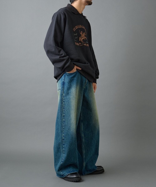 COLONY 2139（コロニートゥーワンスリーナイン）の「襟付きプリントスウェット（スウェット・メンズ・ブラック/チャコールグレー・MEDIUM/LARGE）」の8枚目の写真