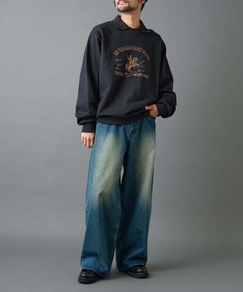 COLONY 2139（コロニートゥーワンスリーナイン）の「襟付きプリントスウェット（スウェット・メンズ・ブラック/チャコールグレー・MEDIUM/LARGE）」の9枚目の写真