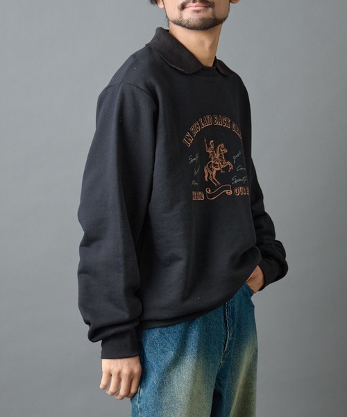 COLONY 2139（コロニートゥーワンスリーナイン）の「襟付きプリントスウェット（スウェット・メンズ・ブラック/チャコールグレー・MEDIUM/LARGE）」の5枚目の写真