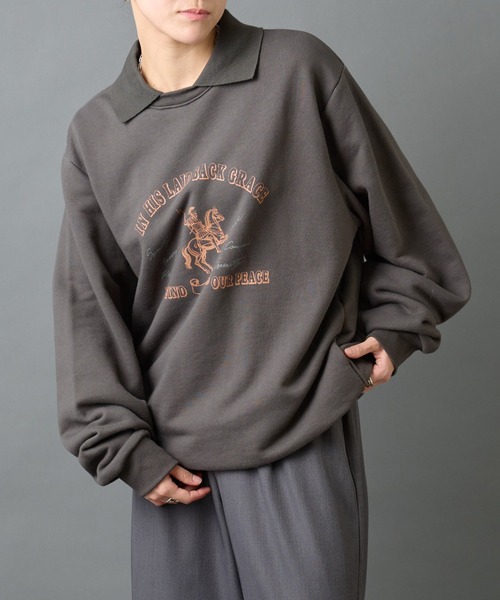 COLONY 2139（コロニートゥーワンスリーナイン）の「襟付きプリントスウェット（スウェット・メンズ・ブラック/チャコールグレー・MEDIUM/LARGE）」の11枚目の写真