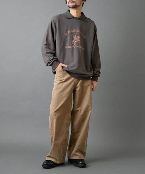 COLONY 2139（コロニートゥーワンスリーナイン）の「襟付きプリントスウェット（スウェット・メンズ・ブラック/チャコールグレー・MEDIUM/LARGE）」の21枚目の写真