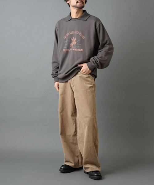 COLONY 2139（コロニートゥーワンスリーナイン）の「襟付きプリントスウェット（スウェット・メンズ・ブラック/チャコールグレー・MEDIUM/LARGE）」の18枚目の写真