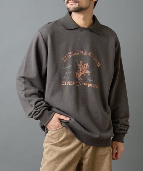 COLONY 2139（コロニートゥーワンスリーナイン）の「襟付きプリントスウェット（スウェット・メンズ・ブラック/チャコールグレー・MEDIUM/LARGE）」の12枚目の写真