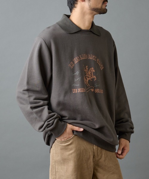 COLONY 2139（コロニートゥーワンスリーナイン）の「襟付きプリントスウェット（スウェット・メンズ・ブラック/チャコールグレー・MEDIUM/LARGE）」の15枚目の写真