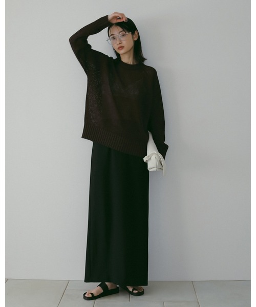 anuke(アンヌーク)の「Georgette Pencil Skirt(スカート・レディース・アイボリー/ブラック・36inch/38inch)」の6枚目の写真