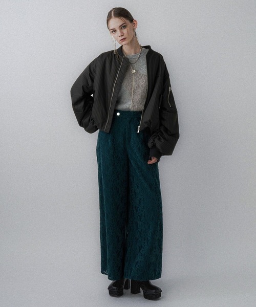 HARE（ハレ）の「ピンストライプMA-1ブルゾン(HARE)（MA-1・レディース・グレー/ブラック・FREE）」の4枚目の写真