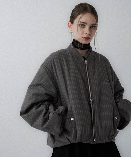 HARE（ハレ）の「ピンストライプMA-1ブルゾン(HARE)（MA-1・レディース・グレー/ブラック・FREE）」の9枚目の写真
