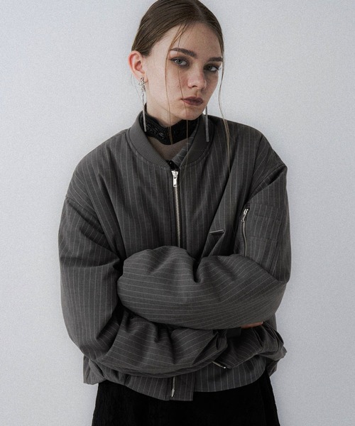 HARE（ハレ）の「ピンストライプMA-1ブルゾン(HARE)（MA-1・レディース・グレー/ブラック・FREE）」の11枚目の写真