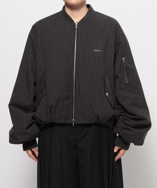 HARE（ハレ）の「ピンストライプMA-1ブルゾン(HARE)（MA-1・レディース・グレー/ブラック・FREE）」の12枚目の写真