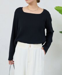 【WEB限定/女性らしい顔まわり】スクエアネックニット