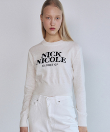 CASHMERE NICOLE LOGO CROP JACQUARD KNIT_IVORY