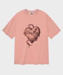 Fallett（ファレット）の「Heart graphic short-sleeved T-shirt pink（Tシャツ/カットソー）」