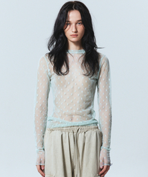 MASH FLOWER PATTERN TOP_MINT