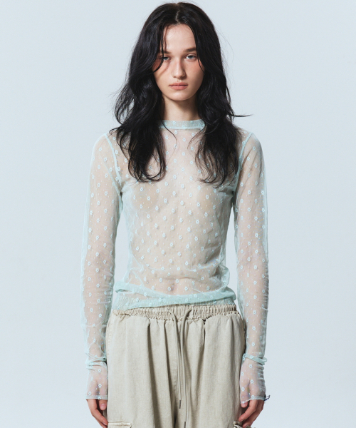 NICK&NICOLE(ニックアンドニコール)の「MASH FLOWER PATTERN TOP_MINT(Tシャツ/カットソー・レディース・その他・MEDIUM/LARGE)」の1枚目の写真
