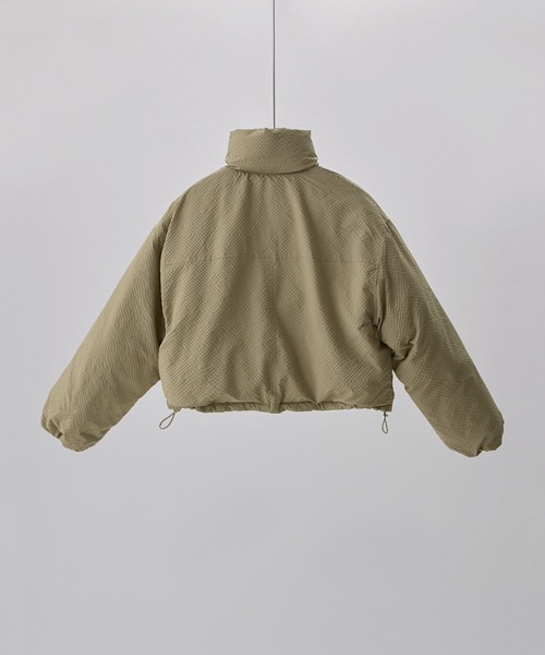 セール】チェック柄リップルショートパフブルゾン（ダウンジャケット