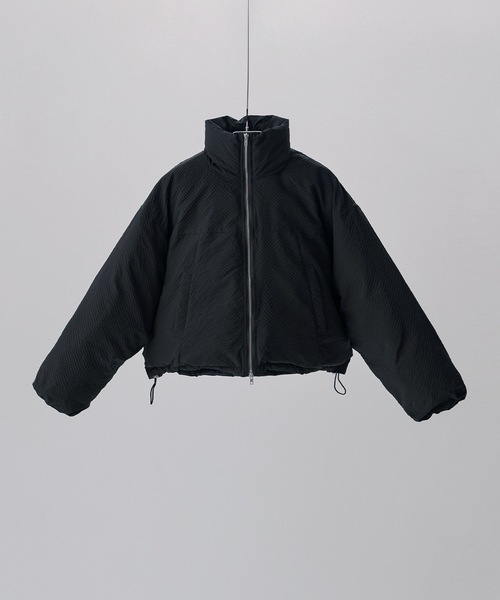 セール】チェック柄リップルショートパフブルゾン（ダウンジャケット