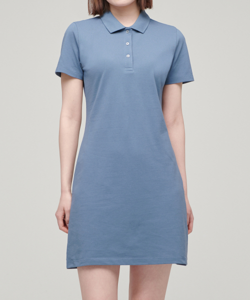 MUSINSA STANDARD WOMAN(ムシンサスタンダードウーマン)の「【クールタンダード】レディースピケポロワンピース【ブルーグレー】(ワンピース・レディース・その他・SMALL/MEDIUM/LARGE/X-SMALL)」の1枚目の写真