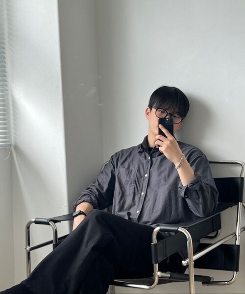 MUSINSA STANDARD（ムシンサスタンダード）の「リラックスフィットオックスフォードシャツ[ダークグレー]（シャツ/ブラウス・メンズ・その他・XX-LARGE/XXX-LARGE/LARGE/MEDIUM/SMALL/X-LARGE）」の7枚目の写真