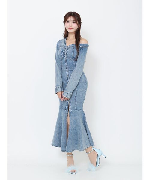 EATME（イートミー）の「アシンメトリーマーメイドデニムワンピース（ワンピース・レディース・ブルー/ブラック・SMALL/MEDIUM）」の3枚目の写真
