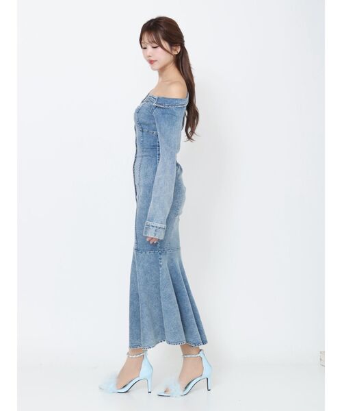 EATME（イートミー）の「アシンメトリーマーメイドデニムワンピース（ワンピース・レディース・ブルー/ブラック・SMALL/MEDIUM）」の4枚目の写真