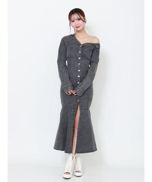 EATME（イートミー）の「アシンメトリーマーメイドデニムワンピース（ワンピース・レディース・ブルー/ブラック・SMALL/MEDIUM）」の6枚目の写真