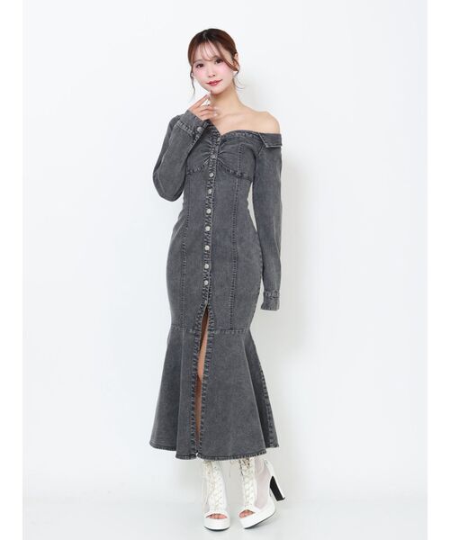 EATME（イートミー）の「アシンメトリーマーメイドデニムワンピース（ワンピース・レディース・ブルー/ブラック・SMALL/MEDIUM）」の7枚目の写真