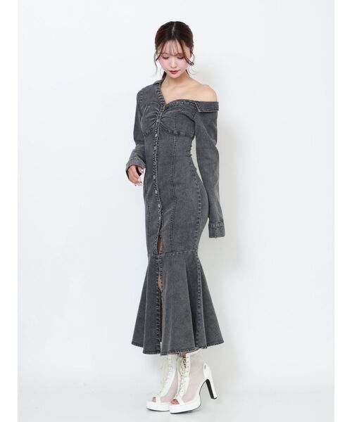 EATME（イートミー）の「アシンメトリーマーメイドデニムワンピース（ワンピース・レディース・ブルー/ブラック・SMALL/MEDIUM）」の8枚目の写真
