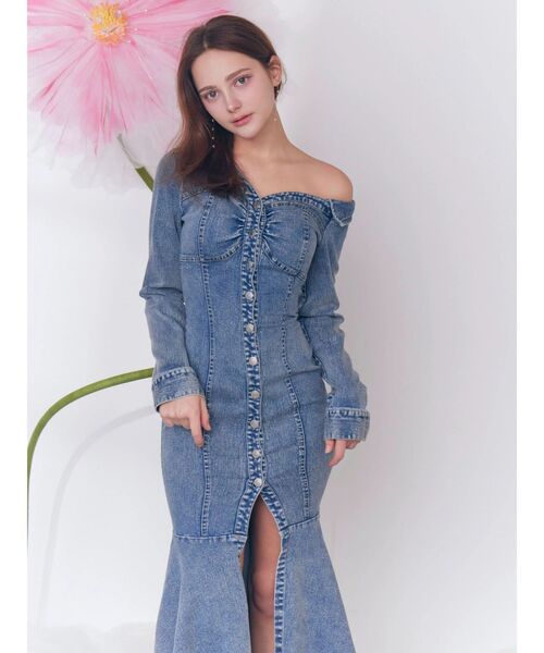 EATME（イートミー）の「アシンメトリーマーメイドデニムワンピース（ワンピース・レディース・ブルー/ブラック・SMALL/MEDIUM）」の14枚目の写真