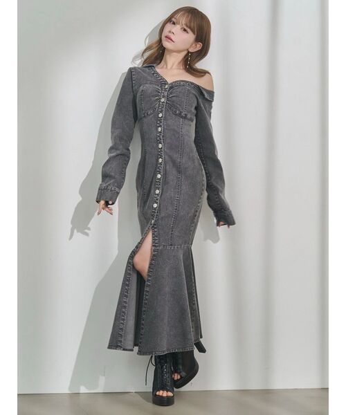 EATME（イートミー）の「アシンメトリーマーメイドデニムワンピース（ワンピース・レディース・ブルー/ブラック・SMALL/MEDIUM）」の15枚目の写真