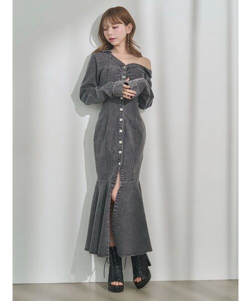 EATME（イートミー）の「アシンメトリーマーメイドデニムワンピース（ワンピース・レディース・ブルー/ブラック・SMALL/MEDIUM）」の16枚目の写真