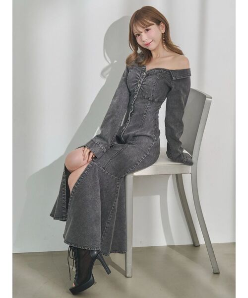 EATME（イートミー）の「アシンメトリーマーメイドデニムワンピース（ワンピース・レディース・ブルー/ブラック・SMALL/MEDIUM）」の17枚目の写真