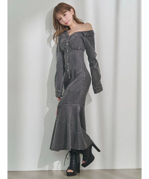 EATME（イートミー）の「アシンメトリーマーメイドデニムワンピース（ワンピース・レディース・ブルー/ブラック・SMALL/MEDIUM）」の18枚目の写真