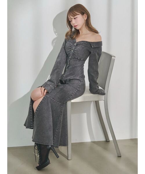 EATME（イートミー）の「アシンメトリーマーメイドデニムワンピース（ワンピース・レディース・ブルー/ブラック・SMALL/MEDIUM）」の19枚目の写真