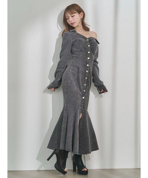 EATME（イートミー）の「アシンメトリーマーメイドデニムワンピース（ワンピース・レディース・ブルー/ブラック・SMALL/MEDIUM）」の20枚目の写真