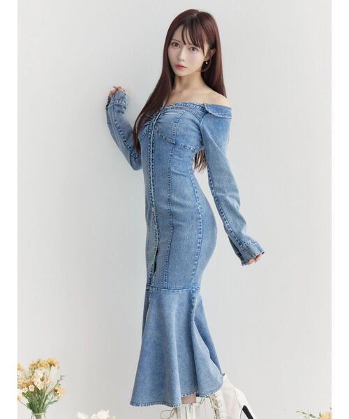 EATME（イートミー）の「アシンメトリーマーメイドデニムワンピース（ワンピース・レディース・ブルー/ブラック・SMALL/MEDIUM）」の22枚目の写真