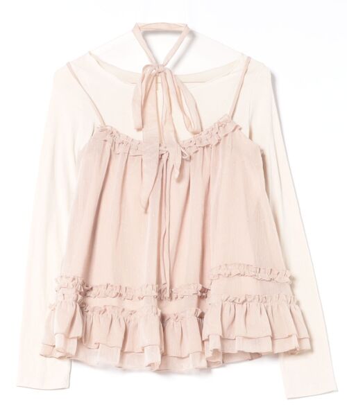 Anely(アネリー)の「ドット フリル キャミソール トップス 2点セット(Tシャツ/カットソー・レディース・ピンク/アイボリー・FREE)」の18枚目の写真