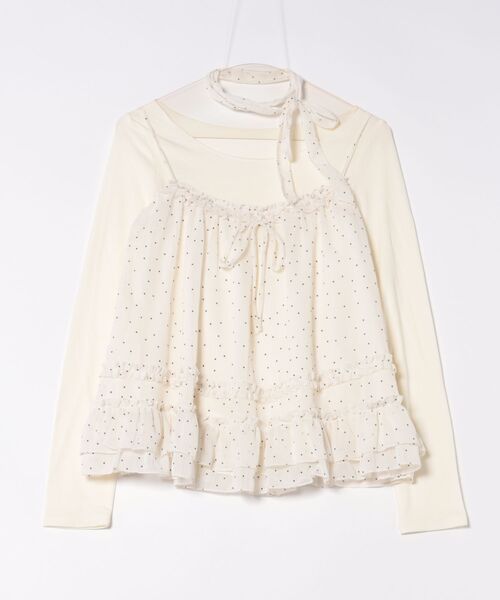 Anely(アネリー)の「ドット フリル キャミソール トップス 2点セット(Tシャツ/カットソー・レディース・ピンク/アイボリー・FREE)」の19枚目の写真