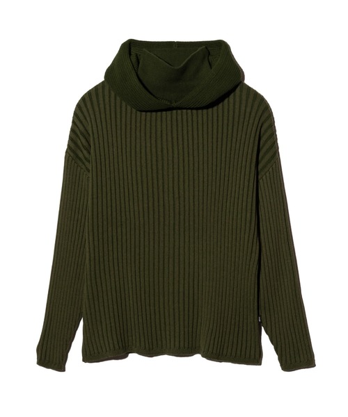 glamb（グラム）の「Stripe Rib Knit Hoodie / ストライプリブニットフーディー（ニット/セーター・メンズ・ブラック/カーキ・M/L）」の4枚目の写真