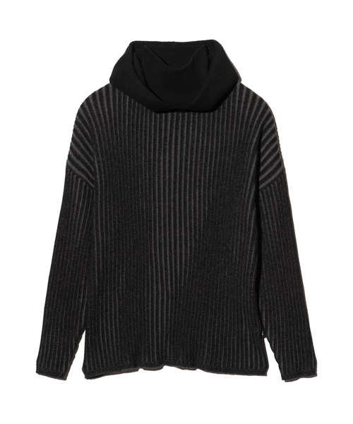glamb（グラム）の「Stripe Rib Knit Hoodie / ストライプリブニットフーディー（ニット/セーター・メンズ・ブラック/カーキ・M/L）」の3枚目の写真