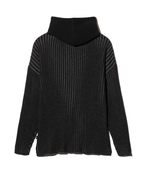 glamb（グラム）の「Stripe Rib Knit Hoodie / ストライプリブニットフーディー（ニット/セーター・メンズ・ブラック/カーキ・M/L）」の5枚目の写真