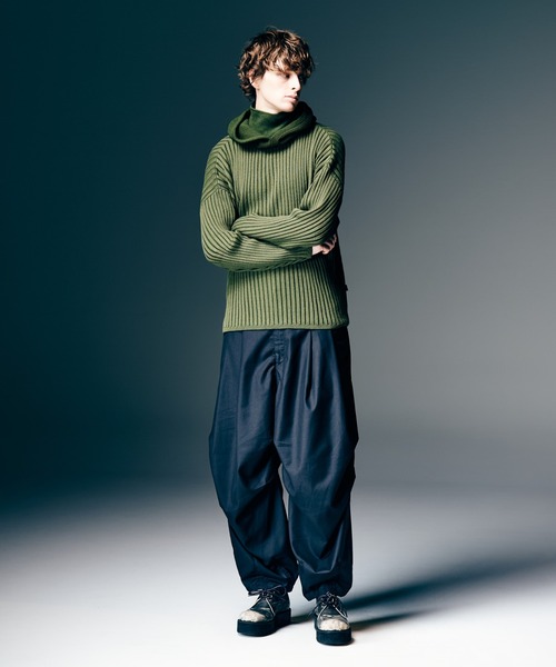 glamb（グラム）の「Stripe Rib Knit Hoodie / ストライプリブニットフーディー（ニット/セーター・メンズ・ブラック/カーキ・M/L）」の10枚目の写真