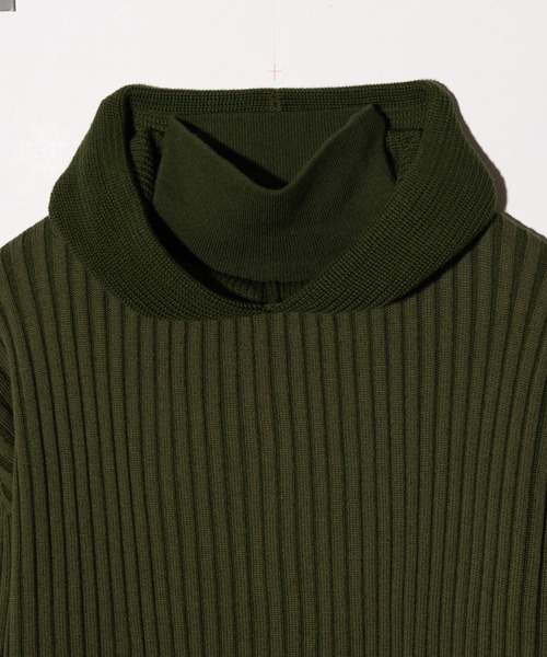 glamb（グラム）の「Stripe Rib Knit Hoodie / ストライプリブニットフーディー（ニット/セーター・メンズ・ブラック/カーキ・M/L）」の11枚目の写真