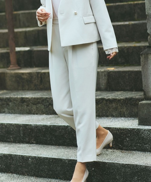 Elura（エルーラ）の「≪入卒/セレモニー/通勤≫ダブルクロステーパードパンツ/603845（スラックス・レディース・ネイビー/ブラック/アイボリー・FREE(S)/LARGE/MEDIUM）」の2枚目の写真