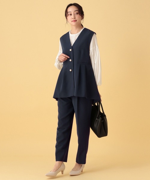 Elura（エルーラ）の「≪入卒/セレモニー/通勤≫ダブルクロステーパードパンツ/603845（スラックス・レディース・ネイビー/ブラック/アイボリー・FREE(S)/LARGE/MEDIUM）」の10枚目の写真