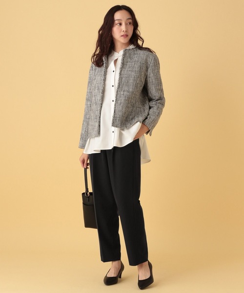 Elura（エルーラ）の「≪入卒/セレモニー/通勤≫ダブルクロステーパードパンツ/603845（スラックス・レディース・ネイビー/ブラック/アイボリー・FREE(S)/LARGE/MEDIUM）」の4枚目の写真